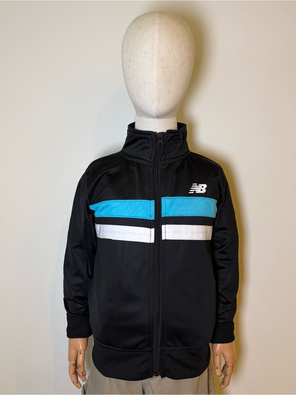 New Balance Boys Track Jacket Black Blue White Size 5/6